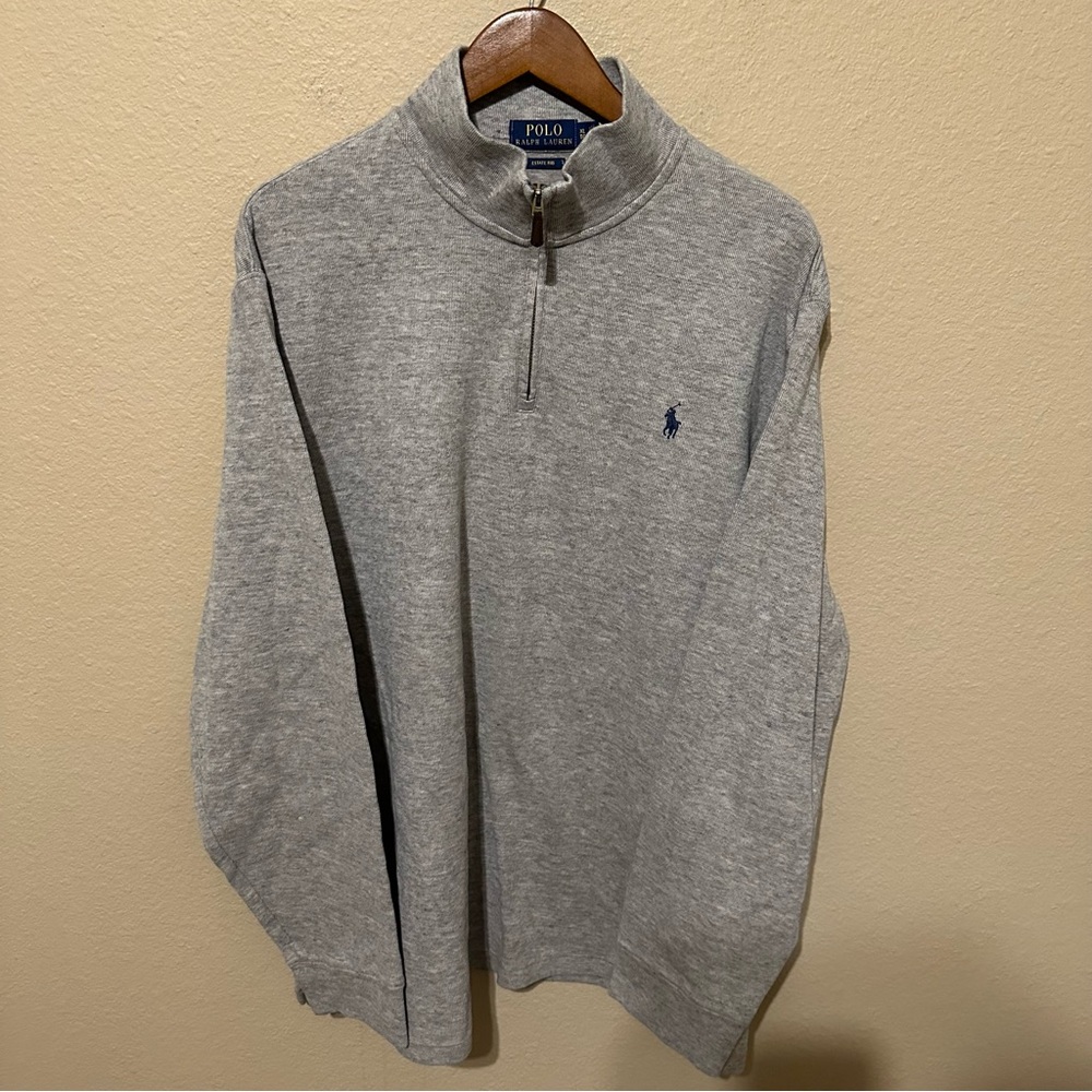 Polo Ralph Lauren Men’s Estate Rib Gray Quarter Zip Pullover